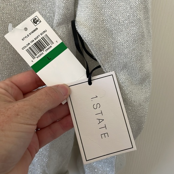 1. State Shimmering Silver Top Size Large NWT - Picture 5 of 6
